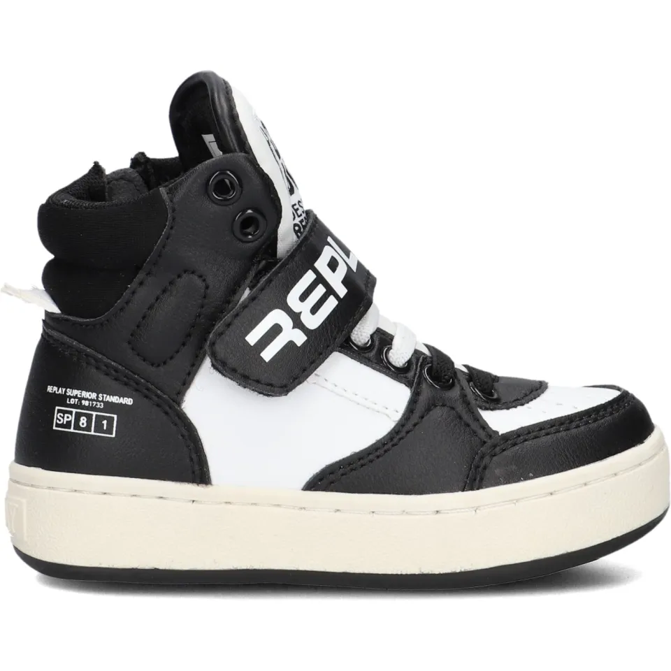 Replay Cobra Kid 4 hoge sneaker zwart-wit, foto 2