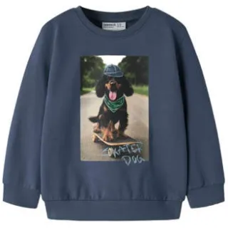 NAME IT MINI sweater met print - donkerblauw Printopdruk