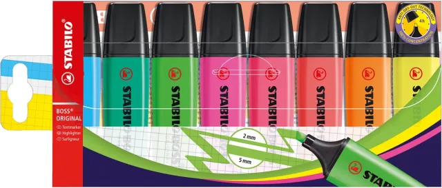Stabilo Markeerstift stabilo boss original 70/8 assorti Etui blauw