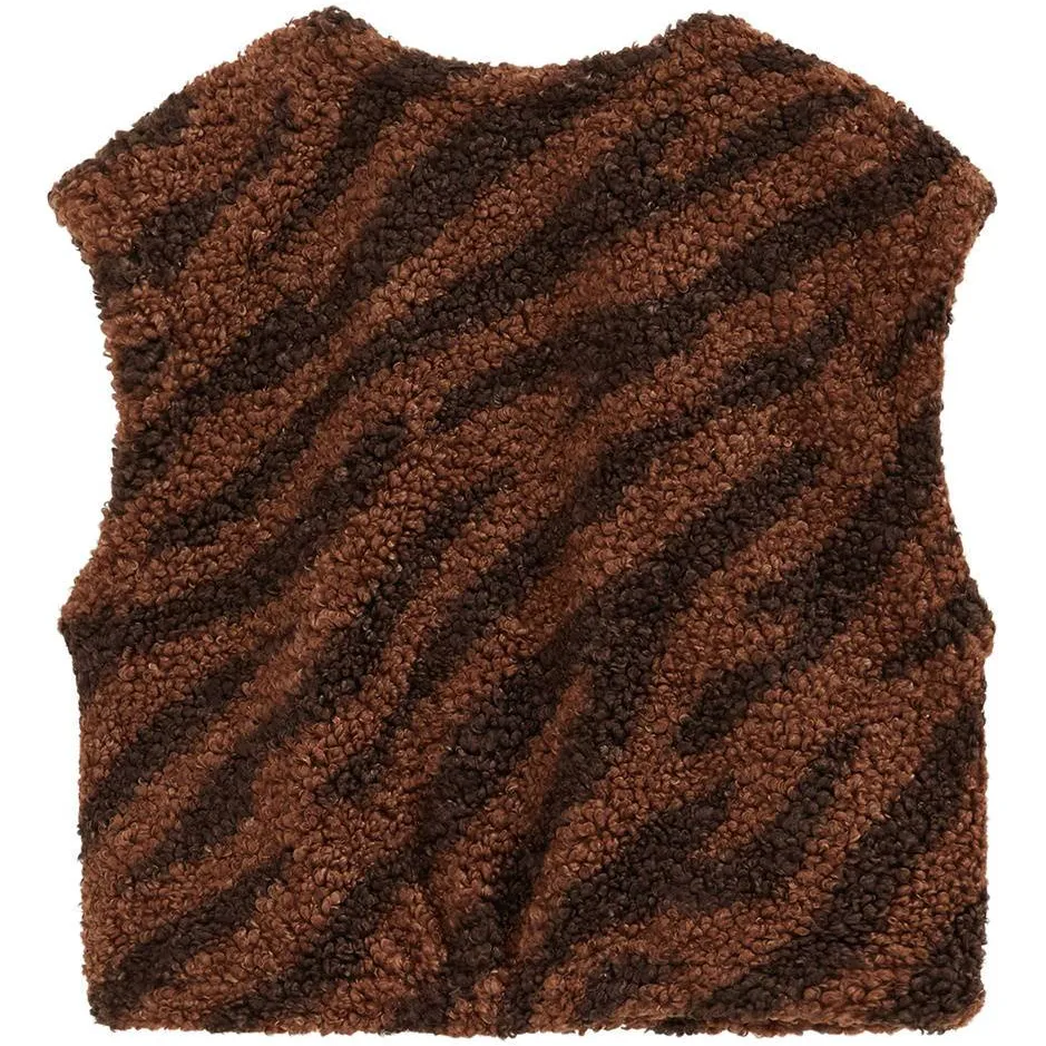WE Fashion teddy gilet met zebraprint - bruin, foto 4