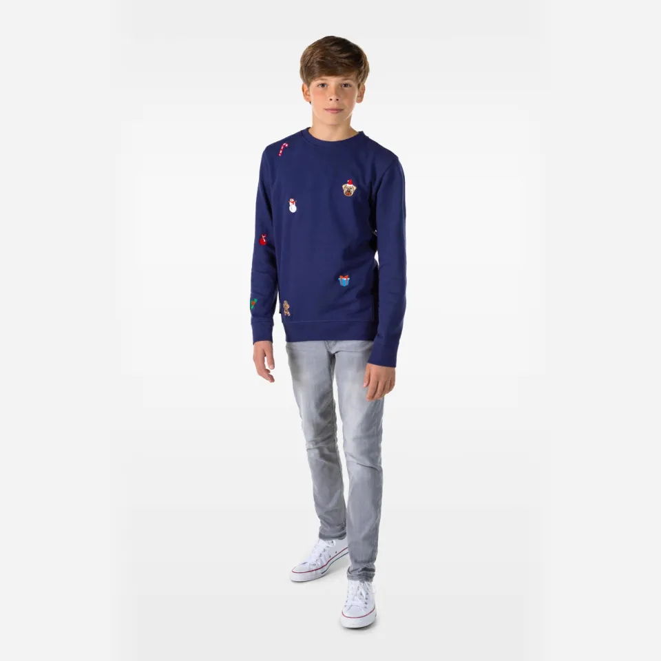 OppoSuits kerstsweater X-Mas Icons met all over print donkerblauw, foto 5