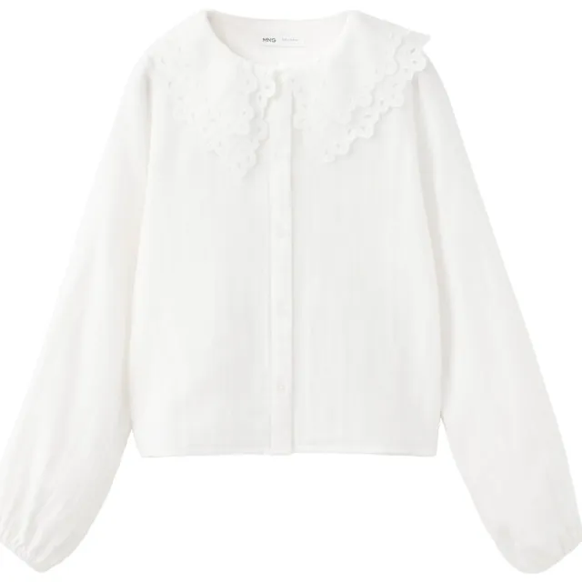 Mango Kids blouse met broderie - wit