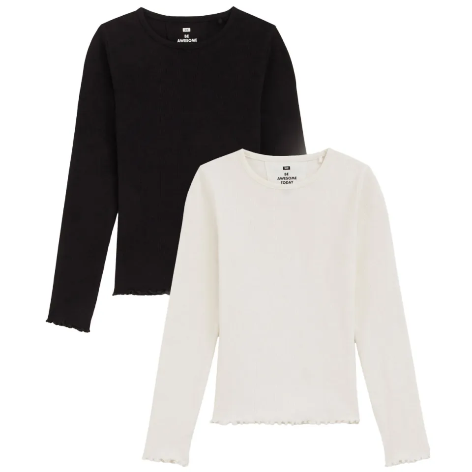 WE Fashion longsleeve zwart/wit set van 2, foto 2