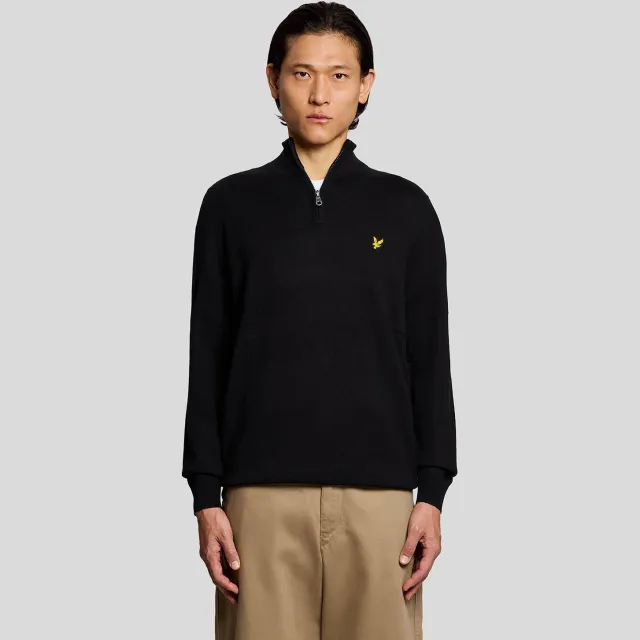 Lyle & Scott regular fit gebreide trui met wol - zwart, foto 3
