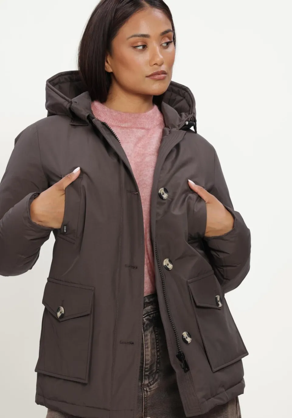 Airforce Dames Jassen 4 Pocket Parka - Bruin, foto 6