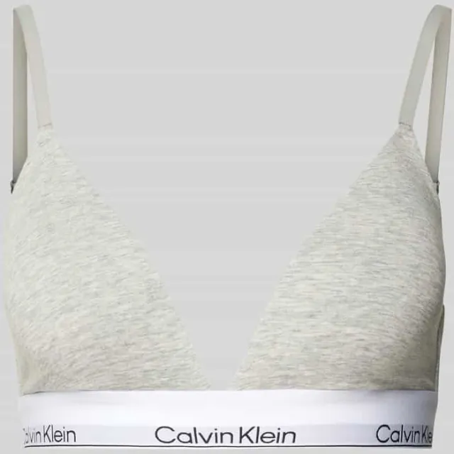 Calvin Klein Triangelbeha met logo in band en spaghettibandjes lichtgrijs, foto 2