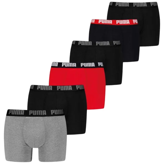 Puma Everyday Boxershorts Heren (6-pack) zwart - rood - grijs