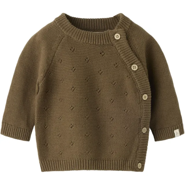 Lil' Atelier BABY katoenen gebreide trui - donkerbruin