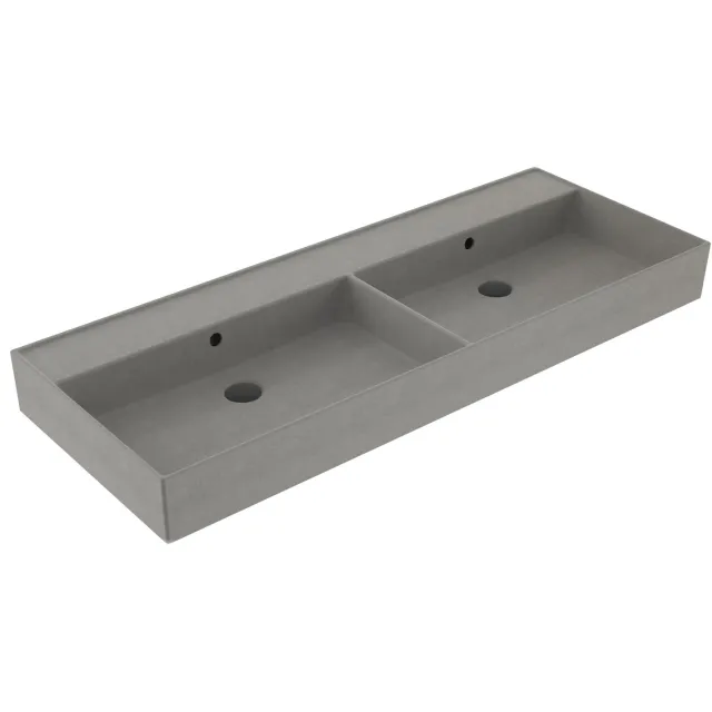 Sanilux Wastafel Sanilux Edge Keramiek 120 Dubbele Wasbak 0 Kraangaten Warm Beton Grijs