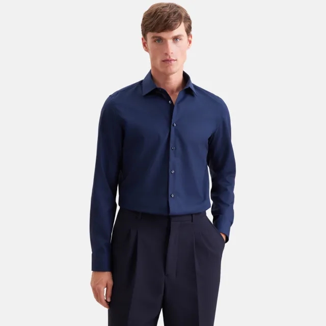 Seidensticker slim fit overhemd donkerblauw