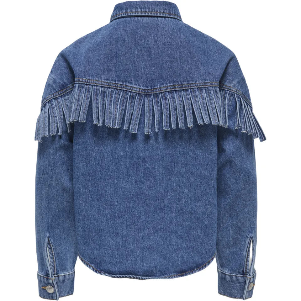 KIDS ONLY GIRL denim blouse met franjes mediumblauw, foto 2