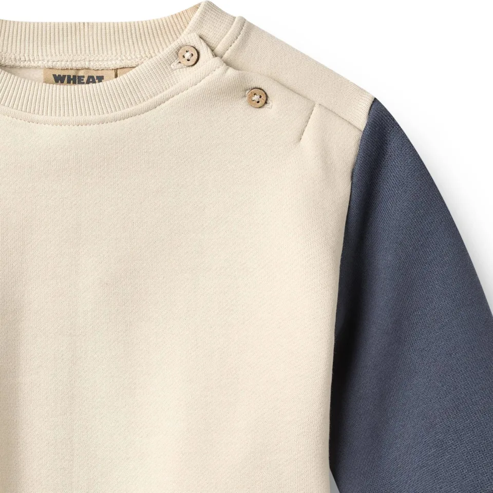 Wheat rechtvallende sweater - ecru/blauw/groen, foto 3