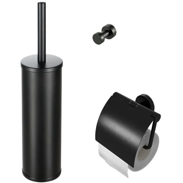 Geesa Toiletset Accessoires Geesa Nemox met Toiletborstel Toiletrolhouder en Handdoekhaak Zwart