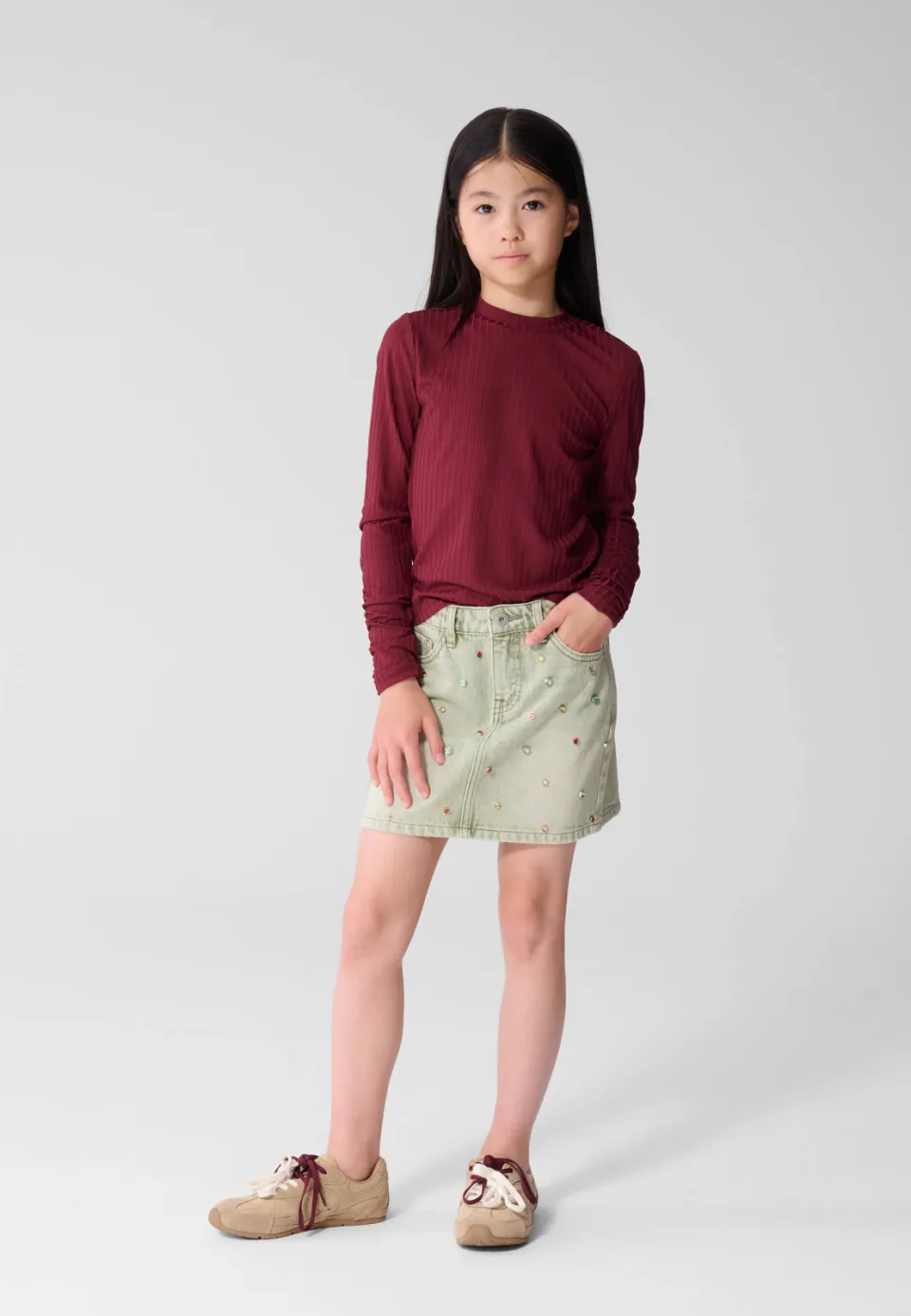 Shoeby longsleeve donkerrood, foto 5