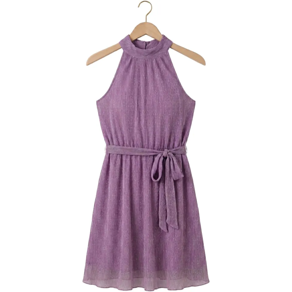 Freebird Dames Jurken F-jer-plisse-lurex-26-2 - Paars, foto 2
