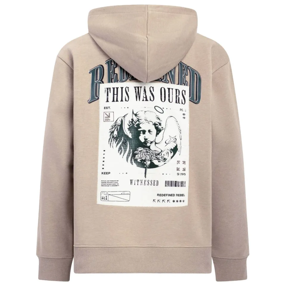 Redefined Rebel hoodie met backprint - beige, foto 4