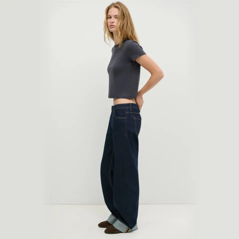 Mango TEEN wide leg jeans - dark blue denim, foto 3