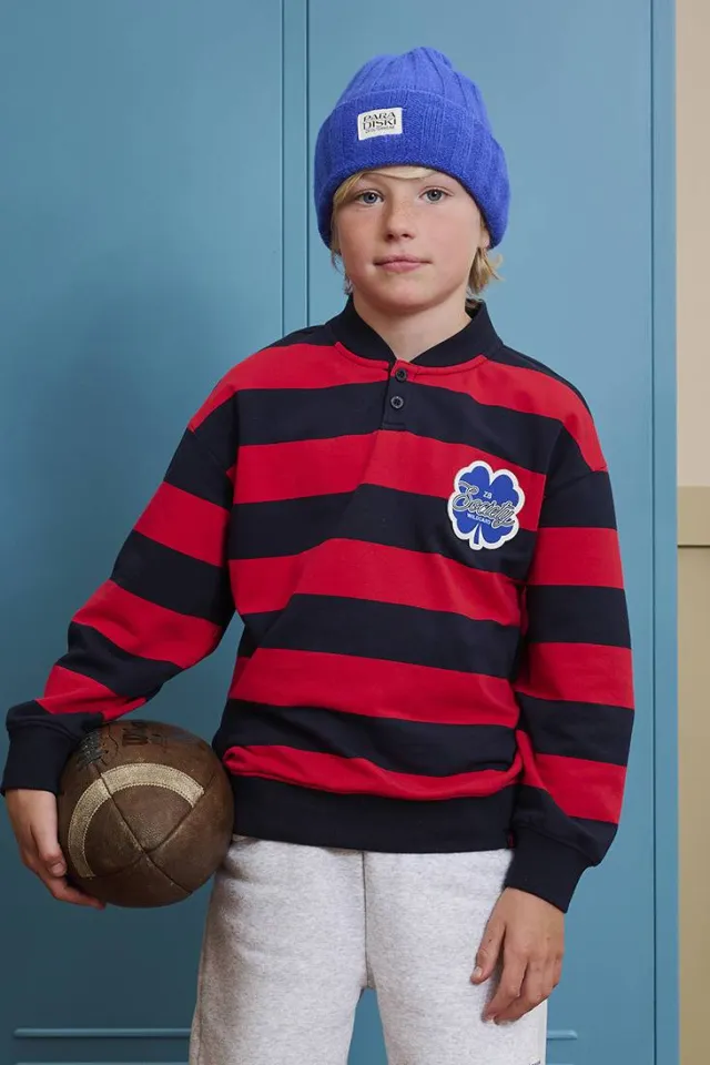 Z8 kids gestreepte sweater - marineblauw/rood
