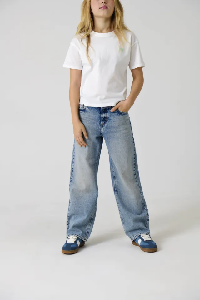KIDS ONLY GIRL wide leg regular waist jeans light blue denim