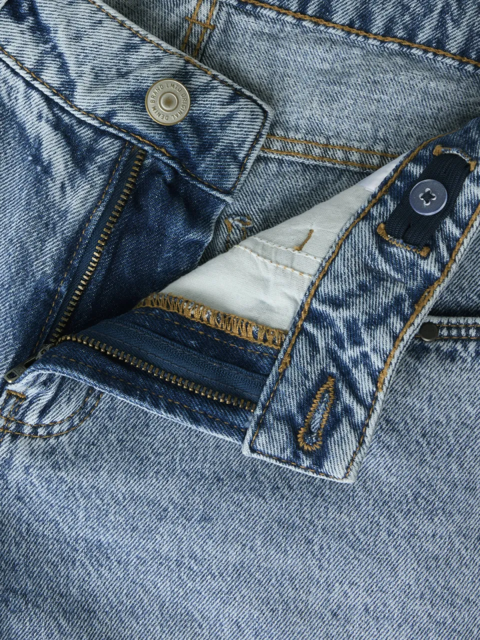 LMTD NLFBIRM straight leg jeans met split en studs - lichtblauw, foto 4