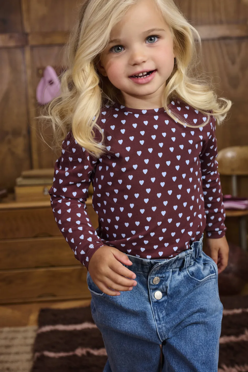 Z8 mini longsleeve Madelief donkerrood donkerrood/lichtblauw, foto 8