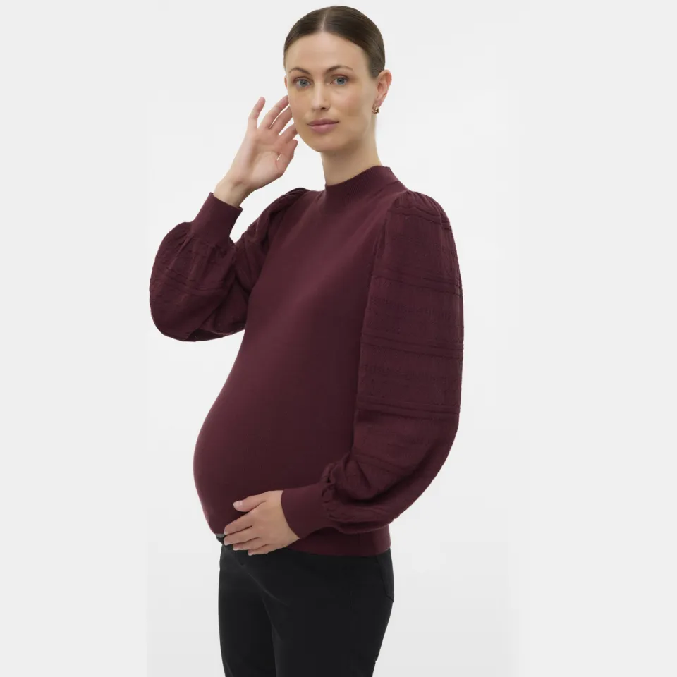 Vero Moda MATERNITY rechtvallende gebreide zwangerschapstrui - donkerrood, foto 3