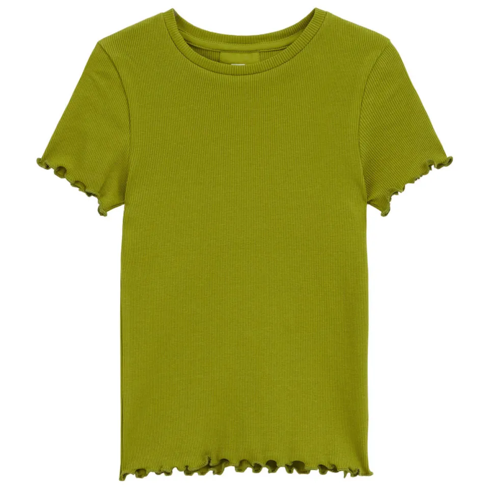 WE Fashion t-shirt met ruches olijfgroen, foto 2