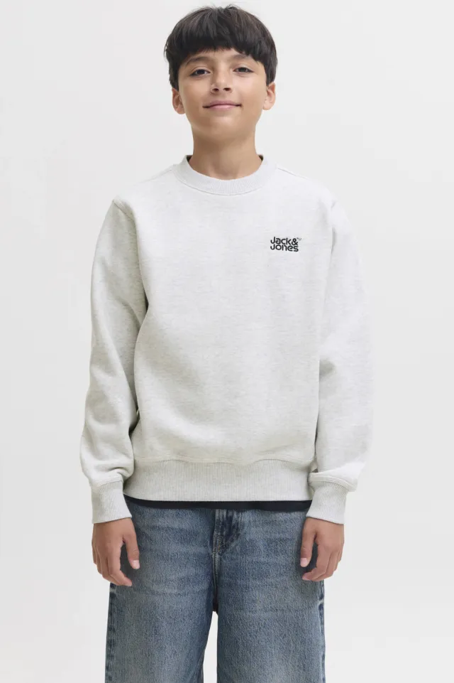 Jack & Jones JUNIOR sweater met borduursels - wit Wit melange