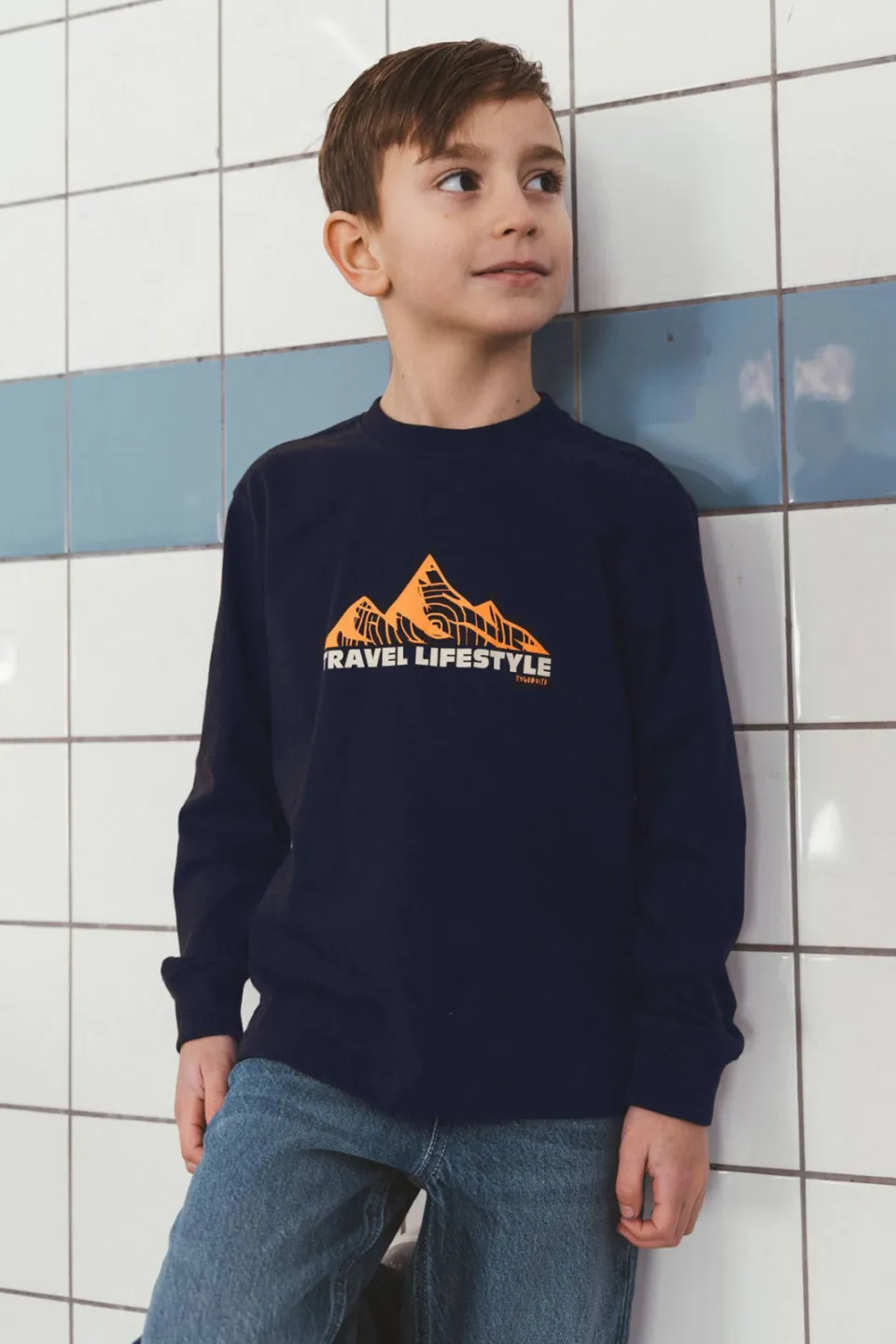 TYGO & vito jersey longsleeve met print donkerblauw, foto 4
