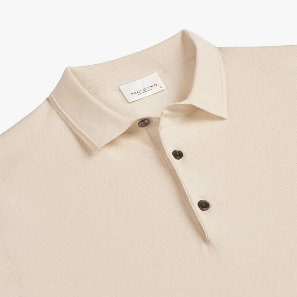 Profuomo zijden regular polo ecru fijn gebreid, foto 6