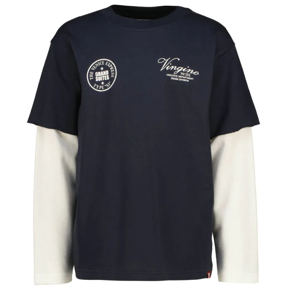 Vingino longsleeve met print donkerblauw donkerblauw/wit, foto 2