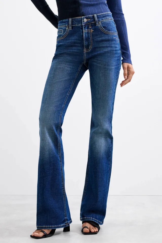 Desigual flared jeans - donkerblauw Dark Blue Denim