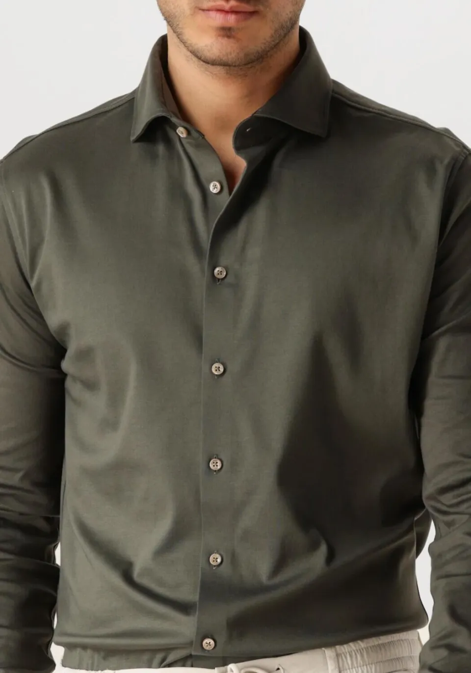 Desoto Luxury Slim Fit Jersey overhemd groen