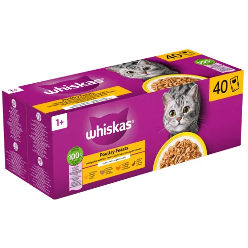 Whiskas 1+ Gevogelte Selectie in gelei natvoer kat