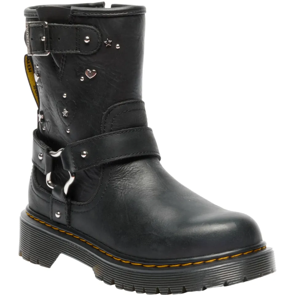 Dr. Martens Genaya Hs J leren enkelboots met profielzool en studs - zwart, foto 2