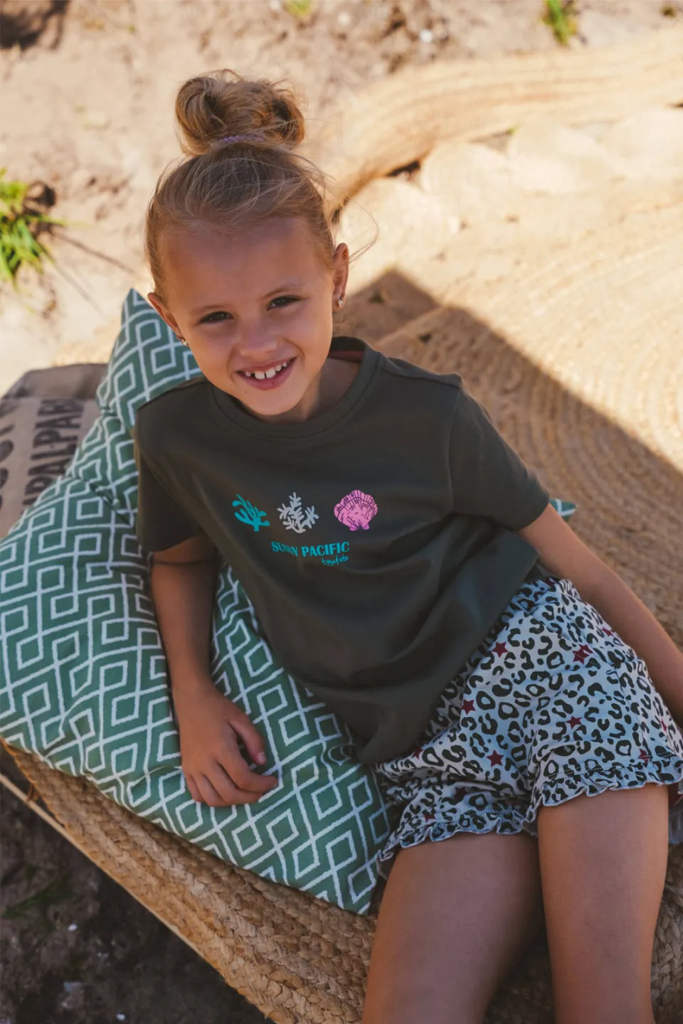 TYGO & vito jersey t-shirt donkergroen met koraalprint, foto 5
