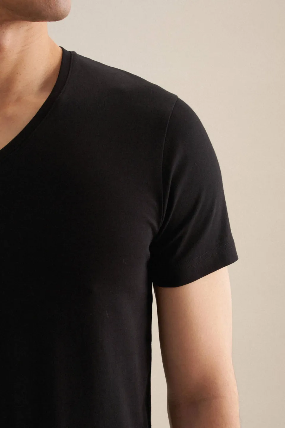 Seidensticker slim fit t-shirt V-hals zwart, foto 8