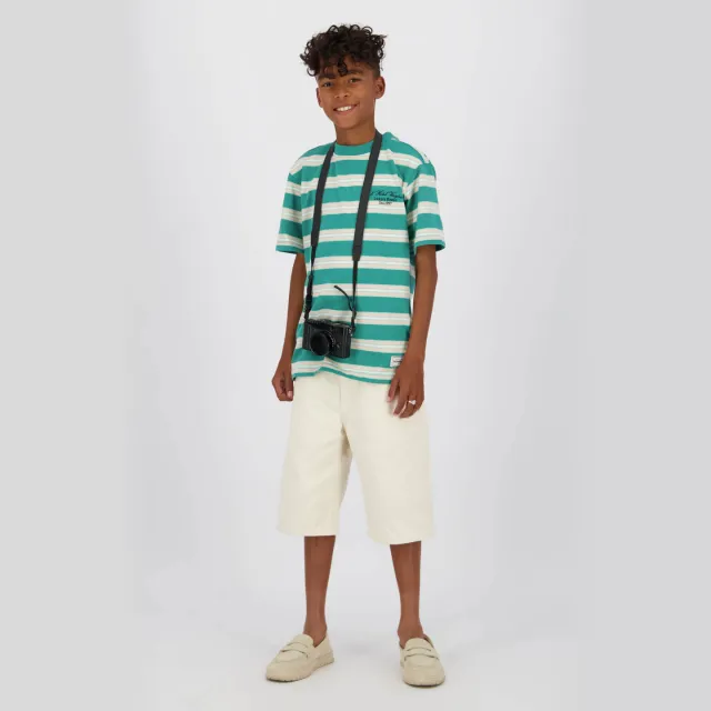Vingino Hayes gestreept T-shirt groen beige Groen/beige