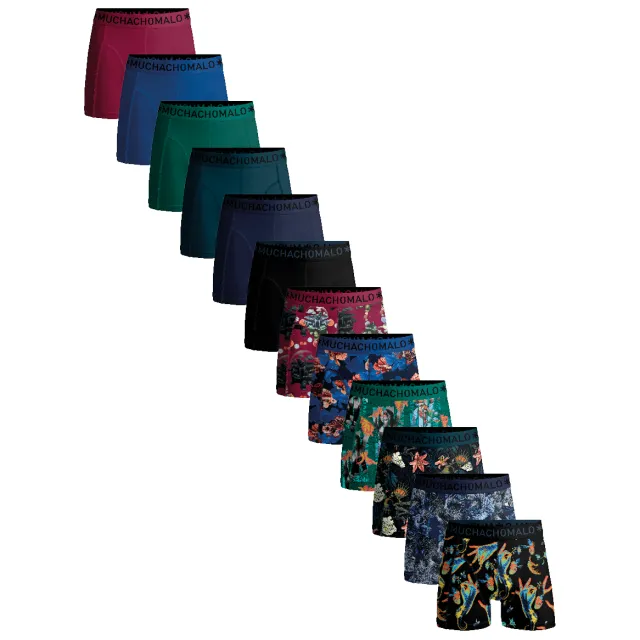 Muchachomalo Heren 12-pack Boxershorts Print/Effen veelkleurig