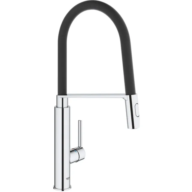 Grohe Keukenkraan GROHE Feel 1-Gats met Professionele Handdouche RVS Zwart