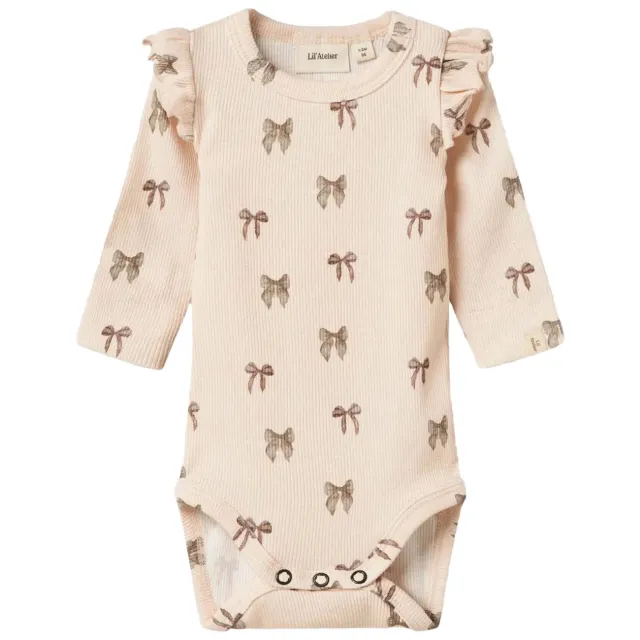 Lil' Atelier BABY romper met all over print zalmroze, foto 2