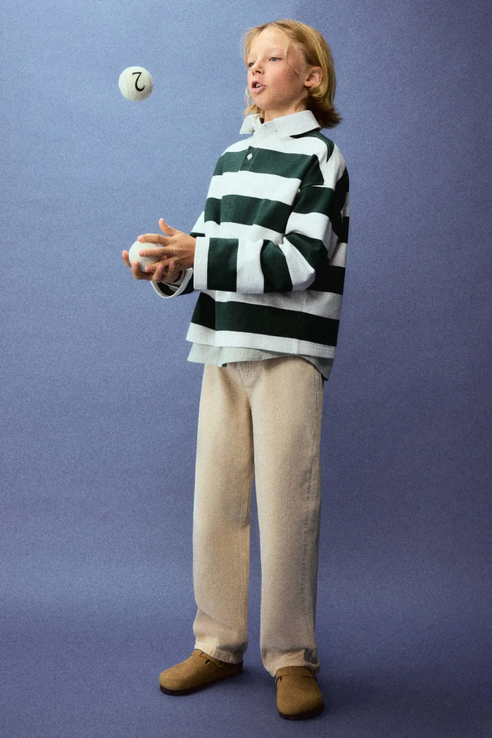 Mango Kids gestreepte polo - donkergroen Donkergroen/wit