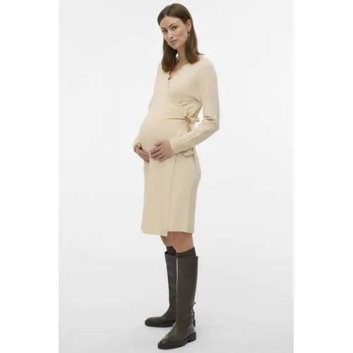 Mamalicious MLELLEN TESS wikkeljurk gebreid ecru, foto 6