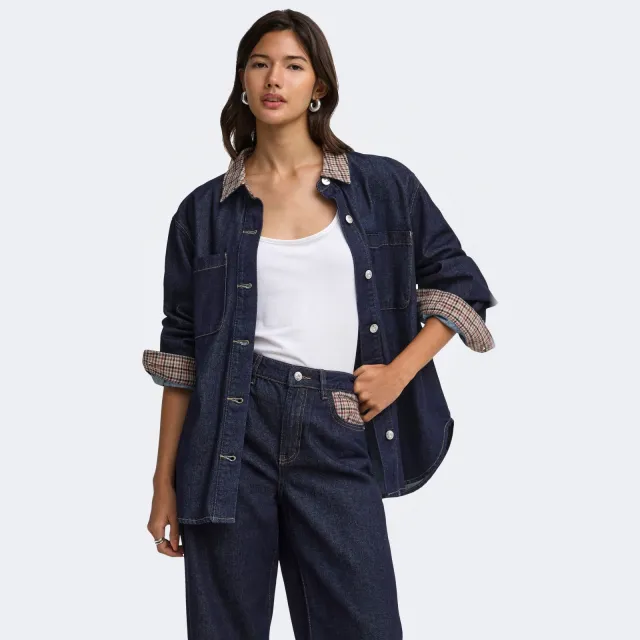 Only blouse - donkerblauw Dark blue denim