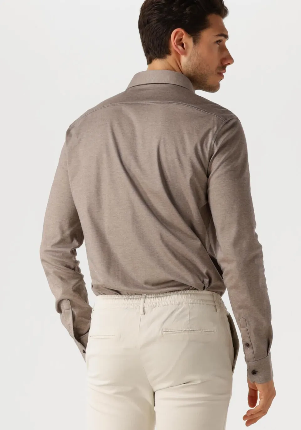 Desoto Luxury Tailored Fit jersey overhemd zandgrijs, foto 4