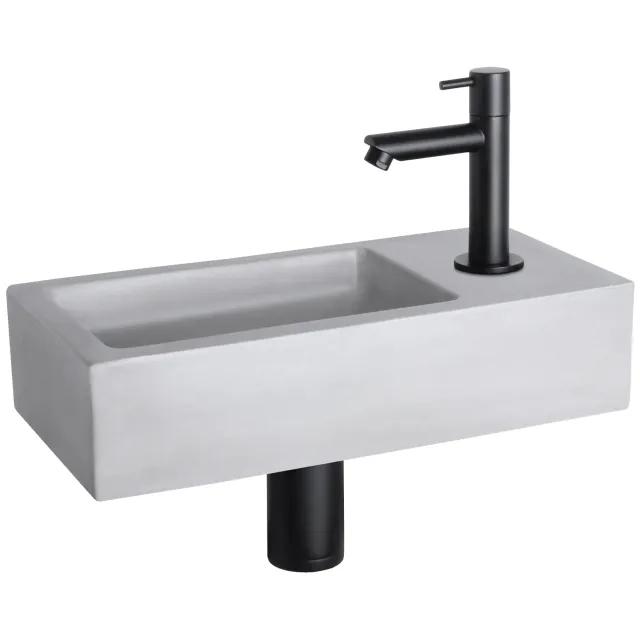 Differnz Fonteinset Differnz Ravo Beton 38.5x18.5x9 cm Licht Grijs Met Rechte Mat Zwart