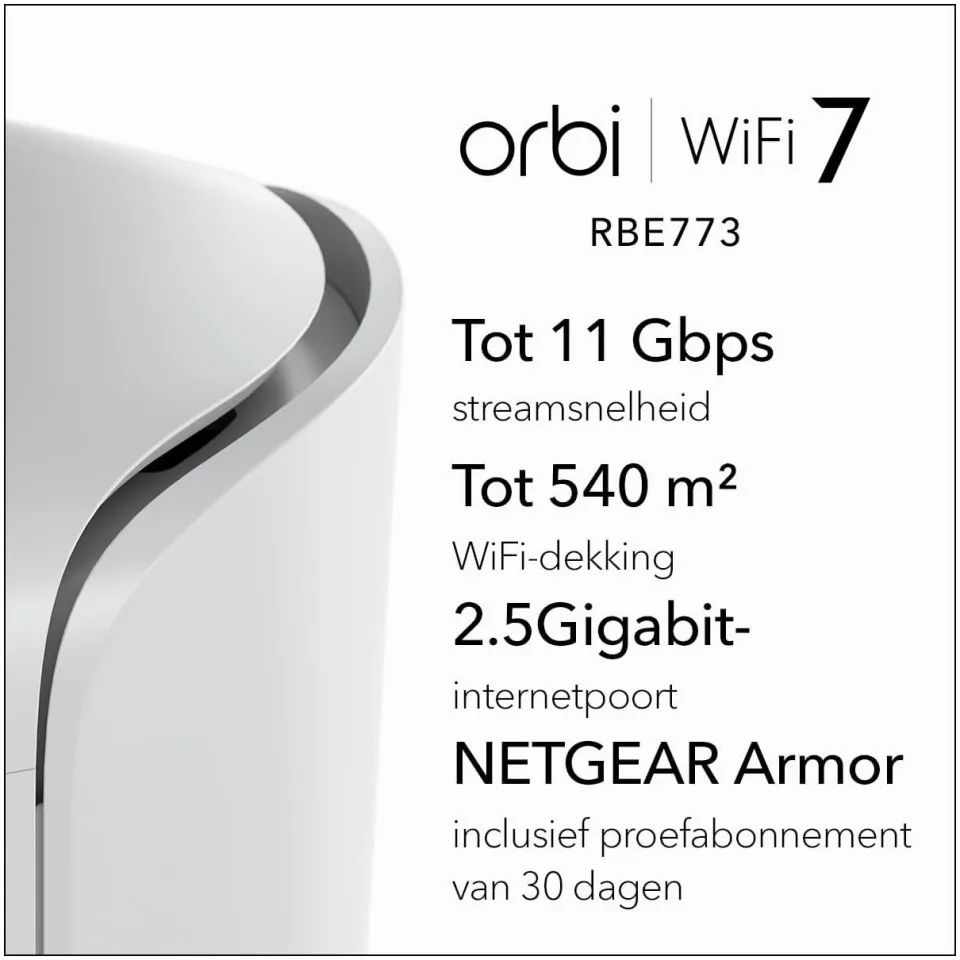 Netgear Orbi 770 Tri-Band WiFi 7 mesh-systeem (3-pack), foto 2