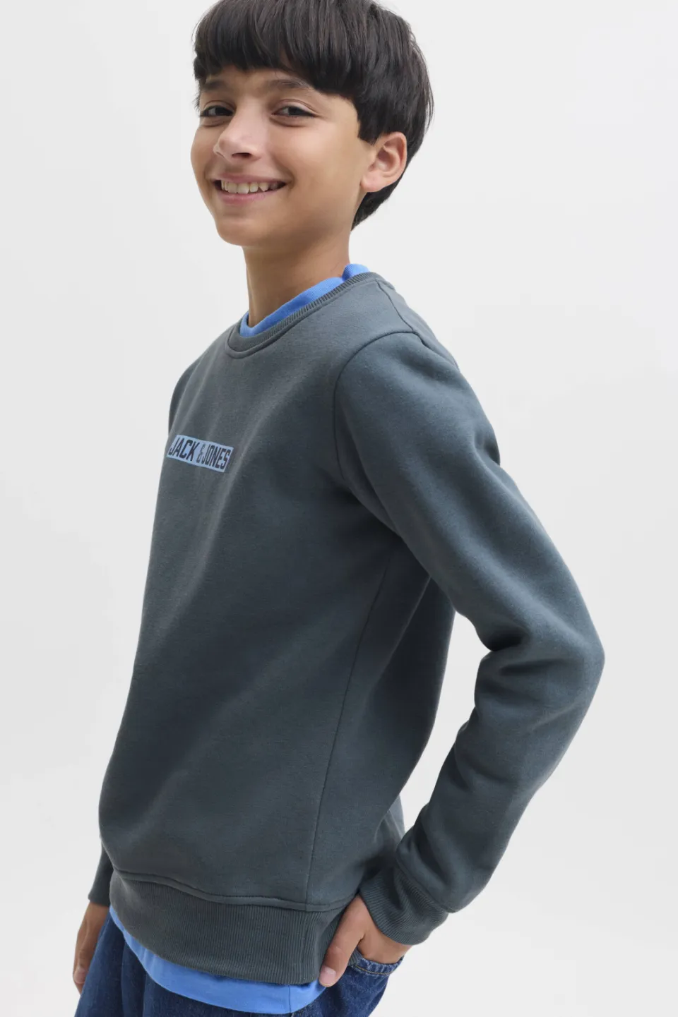 Jack & Jones JUNIOR sweater met tekst - grijsblauw, foto 5