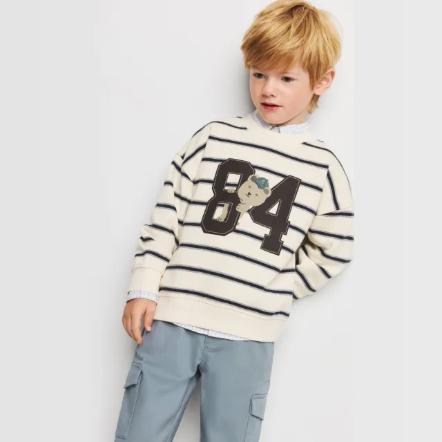 Mango Kids gestreepte sweater - wit Naturel wit/zwart