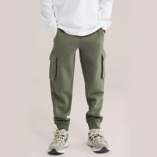 WE Fashion tapered cargo joggingbroek olijfgroen, foto 3